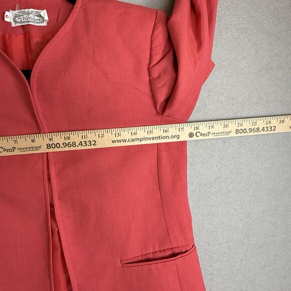 Vintage The Villager S 6 Coral Blazer Jacket Shoulder Pads Pockets Businesscore - Picture 4 of 5